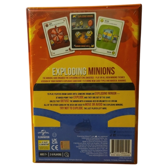 NWT Exploding Minions Kid's Card Game Bananas Flaming Unicorns Ice Cream Age 7+ - Picture 2 of 6